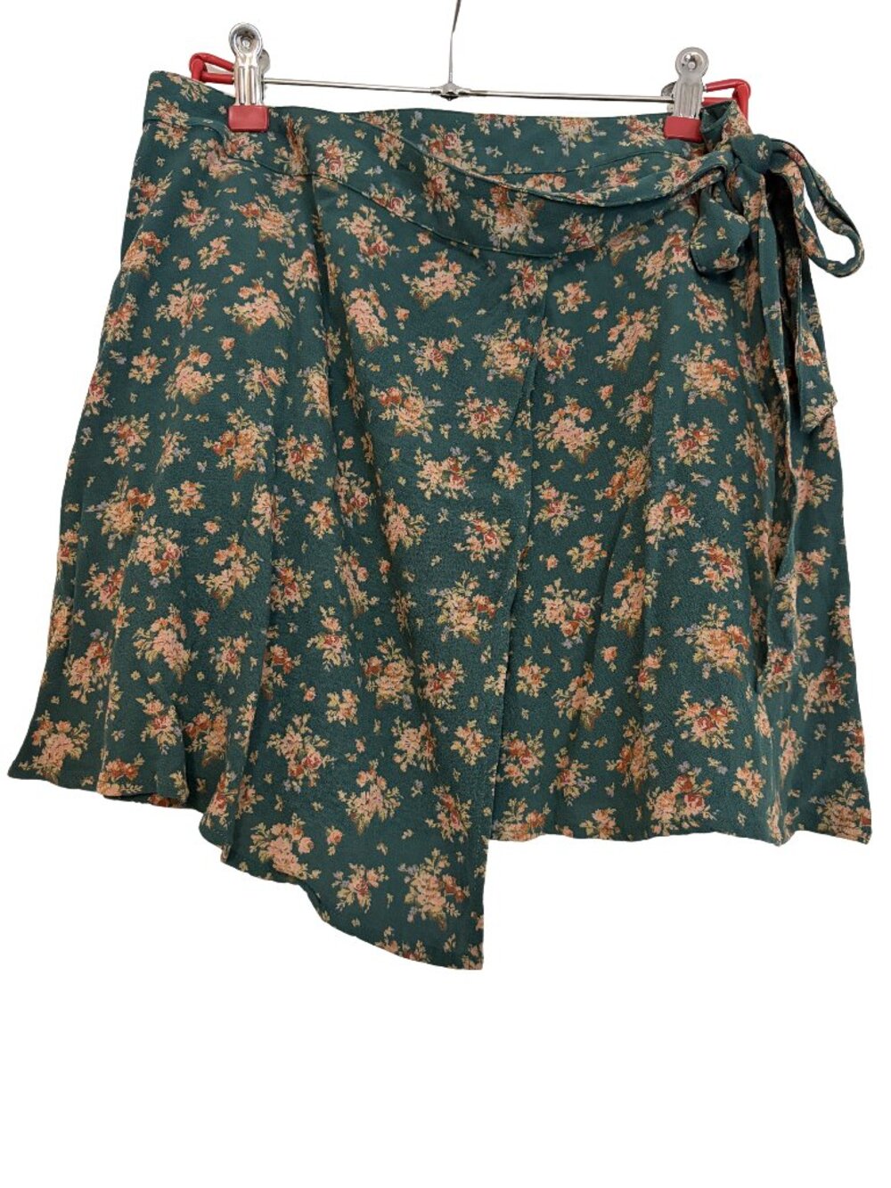 AEO Dark Green Floral Wrap Mini Skirt